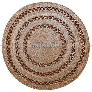 Halıstores - %100 Doğal Choti Jüt Sisal Yuvarlak Kilim Halı CA-107 Natural