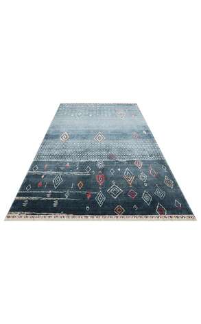 Otantik Kilim Desenli Zara 15 Lacivert Renkli Hav ve Toz Vermeyen Özel Tezgah Uşak Halısı