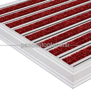 Alüminyum Metal Paspas Bukle Halı Fitilli PM1000 Kırmızı - Thumbnail