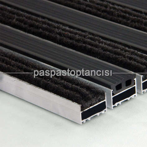 Paspas Toptancısı - Alüminyum Metal Paspas Halı ve Lastik Fitilli Siyah