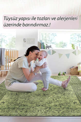 Vintage Eskitme Desenli Şönil Dokuma Pamuk Polyester Halı HS 423
