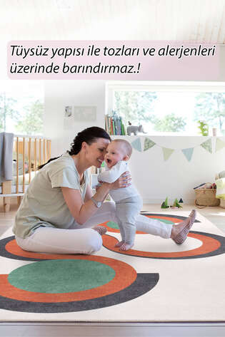 Modern Art Şönil Dokuma Pamuk Polyester Renkli Halı HS 398