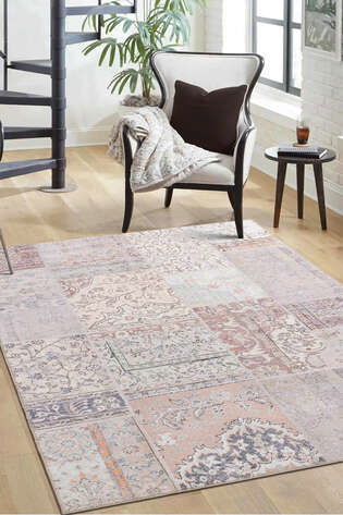 Patchwork Desenli Şönil Dokuma Pamuk Polyester Halı HS 420