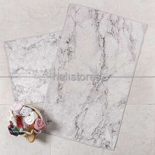 Halıstores - Beyaz Mermer Desenli Klozet Takımı 60x100cm 50x60cm