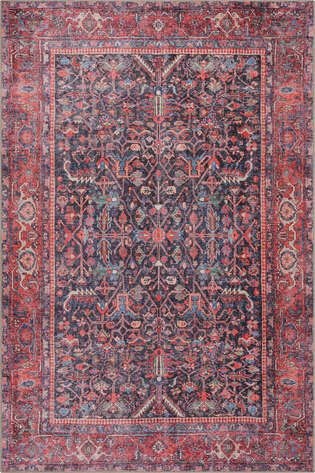 Eskitme Vintage Desenli Dokuma Taban Dekoratif Kırmızı Halı HS 354