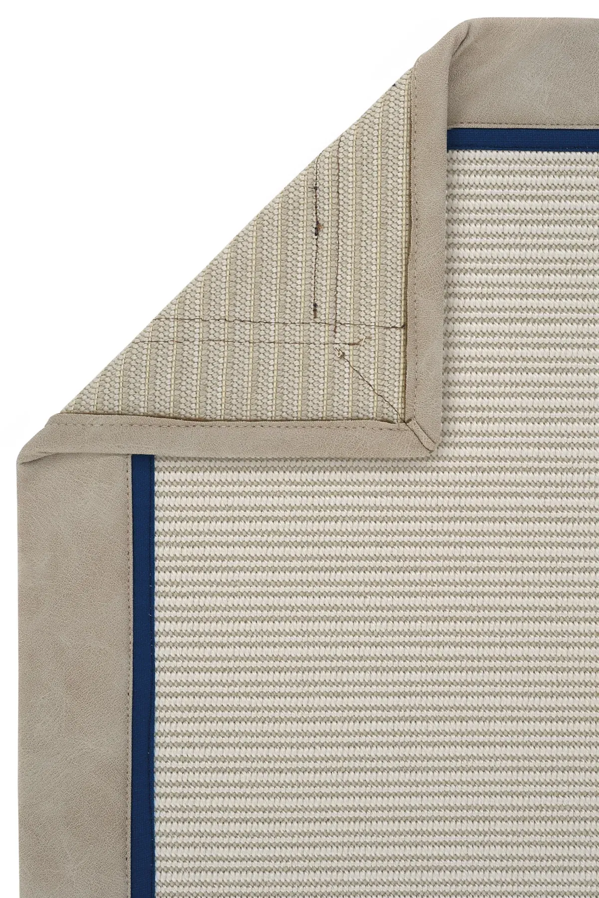 Bordürlü Sisal Halı Modern Kırık Beyaz - Mavi Renkli HS04