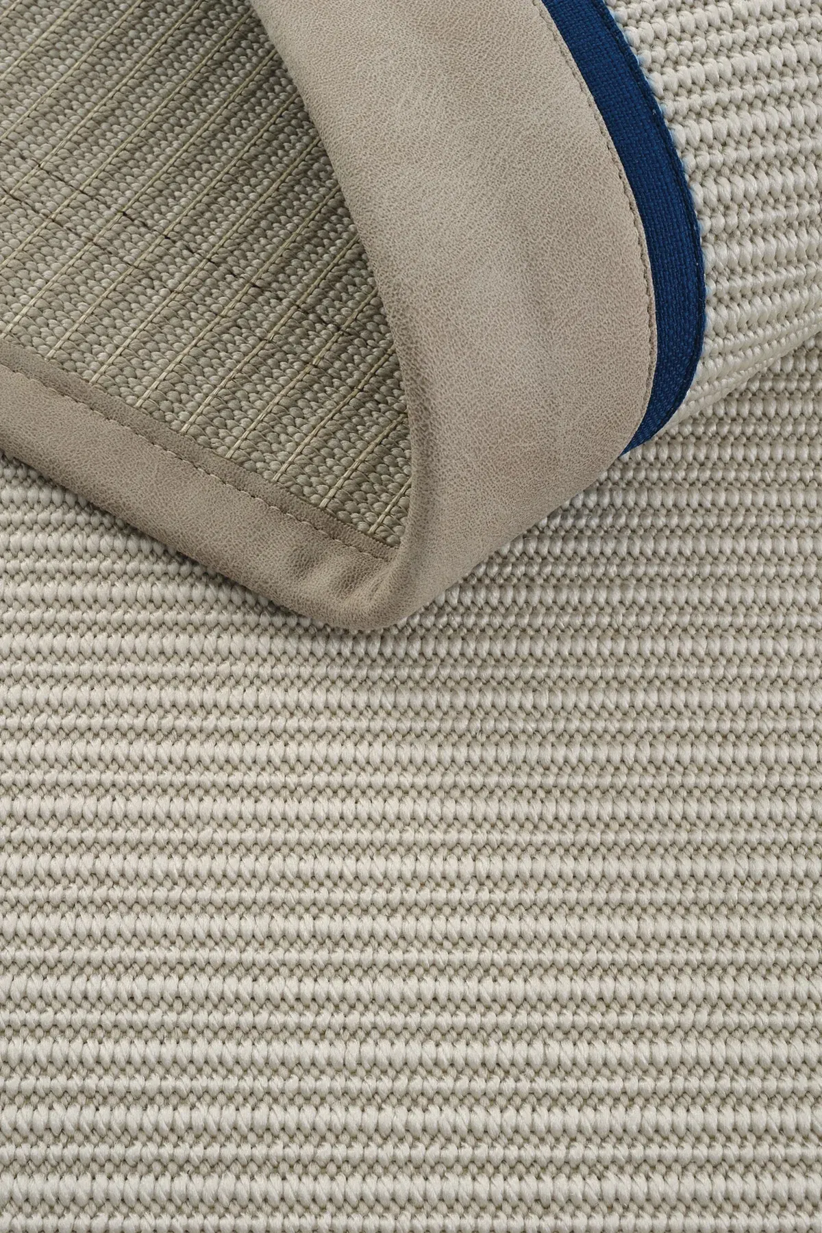 Bordürlü Sisal Halı Modern Kırık Beyaz - Mavi Renkli HS04