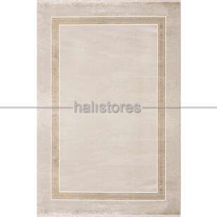 Bahariye Halı - Çerçeveli Modern Salon Halısı Art Deco Beyaz Gold A928