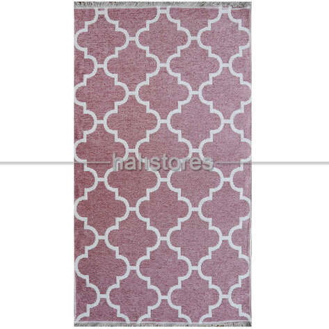 Çift Taraflı Baskılı Yıkanabilir İnce Yolluk Kilim 04 Krem-Pembe