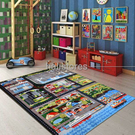Halıstores Çocuk Halısı City Tour Anti-Slip Gri