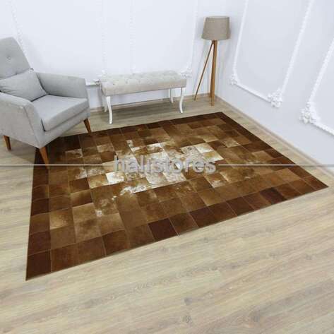 Dana Derisi Patchwork Halı Kahve (2)