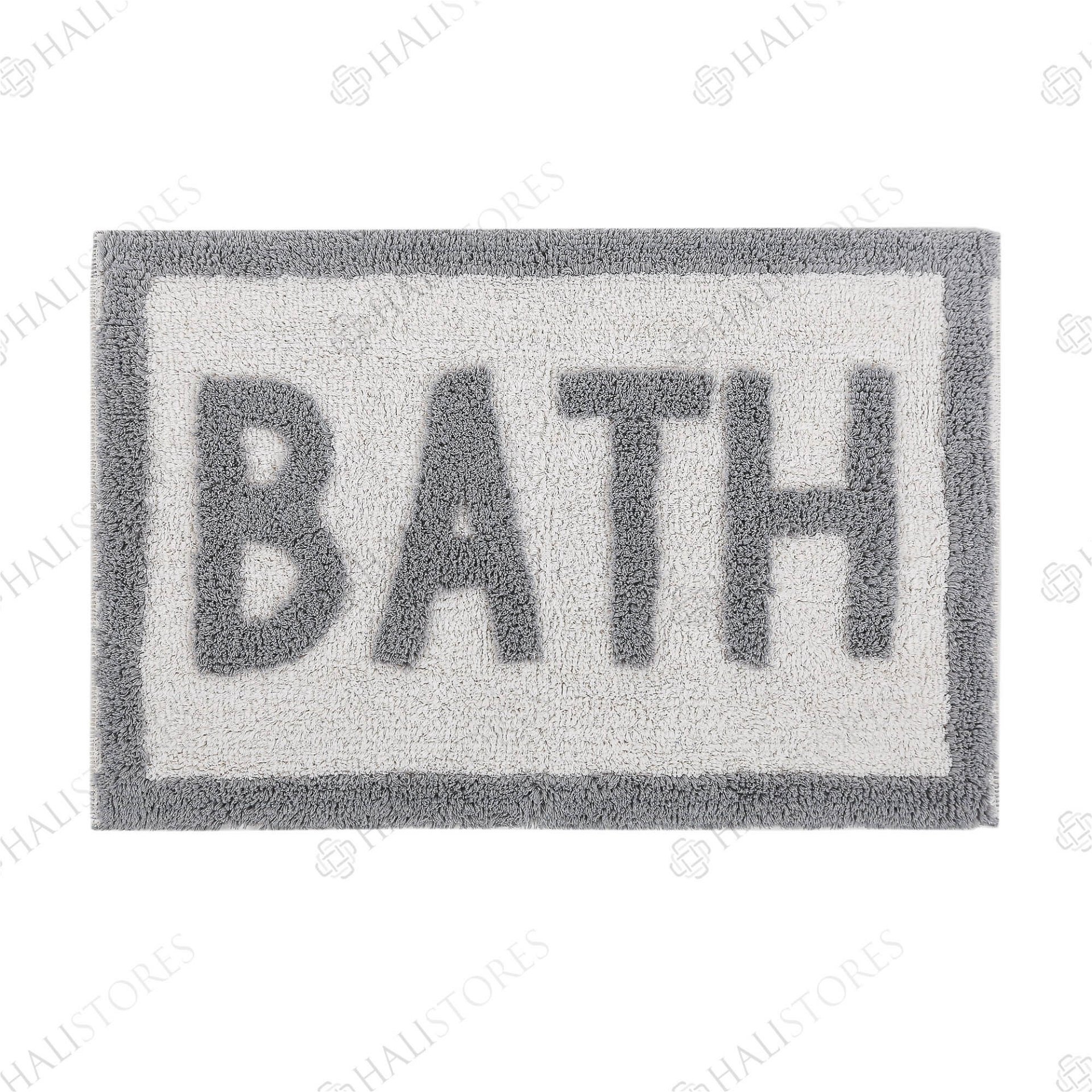 Doğal Pamuklu Gri Ekru Bath Banyo Paspası 60x100cm