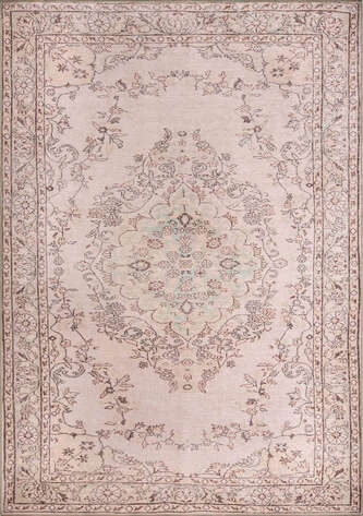 Vintage Eskitme Desenli Dokuma Taban Dekoratif Bej Halı HS 20