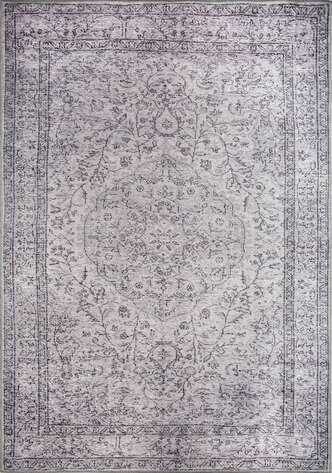 Vintage Eskitme Desenli Dokuma Taban Dekoratif Gri Halı HS 97