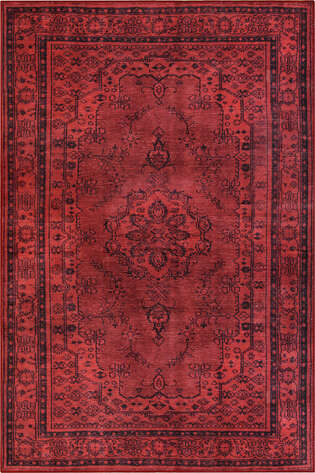 Vintage Eskitme Desenli Dokuma Taban Dekoratif Kırmızı Halı HS 29