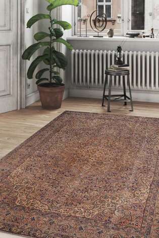 Eskitme Vintage Desenli Dokuma Taban Dekoratif Kahve Halı HS 25