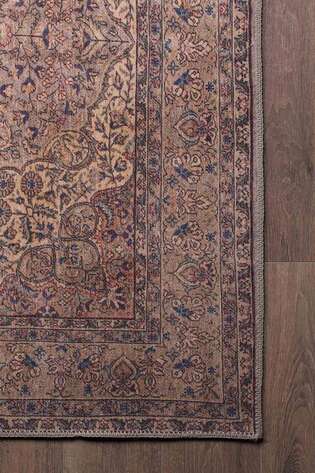 Eskitme Vintage Desenli Dokuma Taban Dekoratif Kahve Halı HS 25