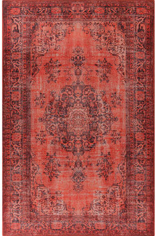 Eskitme Vintage Desenli Dokuma Taban Dekoratif Kırmızı Halı HS 131