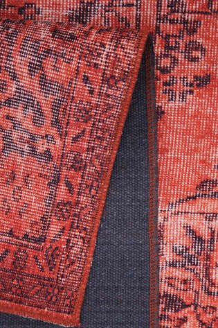 Eskitme Vintage Desenli Dokuma Taban Dekoratif Kırmızı Halı HS 131