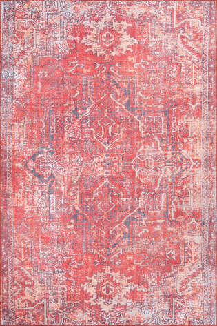 Eskitme Vintage Desenli Dokuma Taban Dekoratif Kırmızı Halı HS 269
