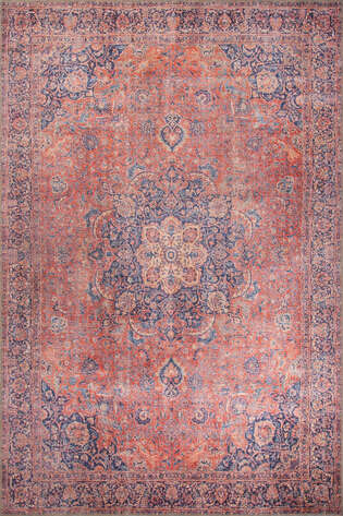 Eskitme Vintage Desenli Dokuma Taban Dekoratif Kırmızı Halı HS 370