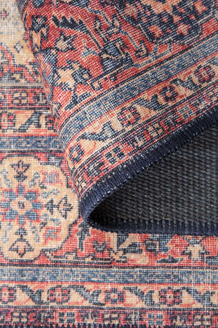 Eskitme Vintage Desenli Dokuma Taban Dekoratif Lacivert Halı HS 26