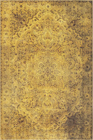 Eskitme Vintage Desenli Dokuma Taban Dekoratif Sarı Halı HS 24