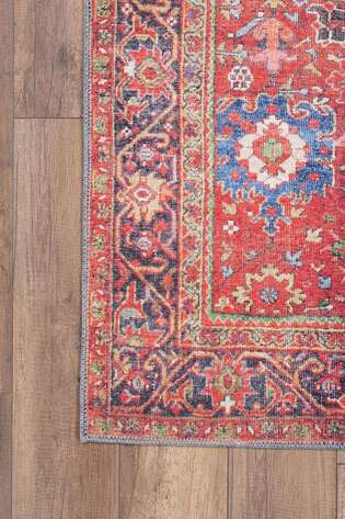 Etnik Desenli Dokuma Taban Dekoratif Kırmızı Halı HS 181