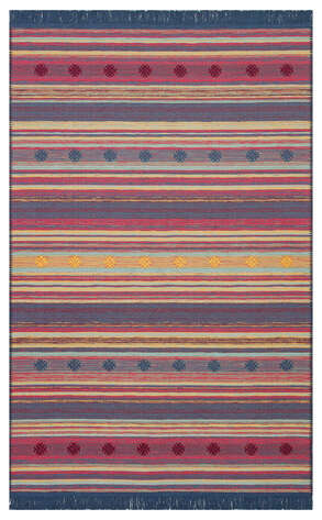 Etnik Desenli Hav Toz Vermez Yıkanabilir Modern Desenli Dokuma Kilim Halı Arya Arc 04 Çok Renkli