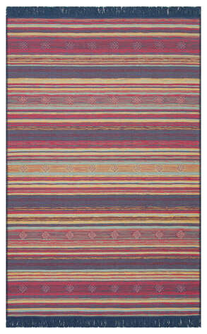Etnik Desenli Hav Toz Vermez Yıkanabilir Modern Desenli Dokuma Kilim Halı Arya Arc 04 Çok Renkli