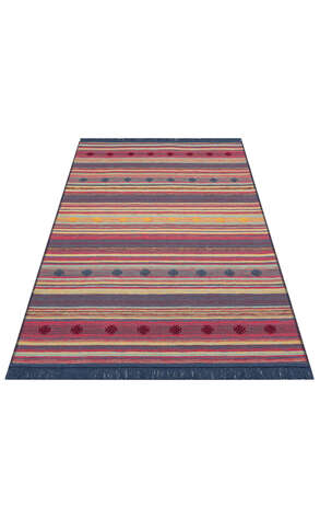 Etnik Desenli Hav Toz Vermez Yıkanabilir Modern Desenli Dokuma Kilim Halı Arya Arc 04 Çok Renkli