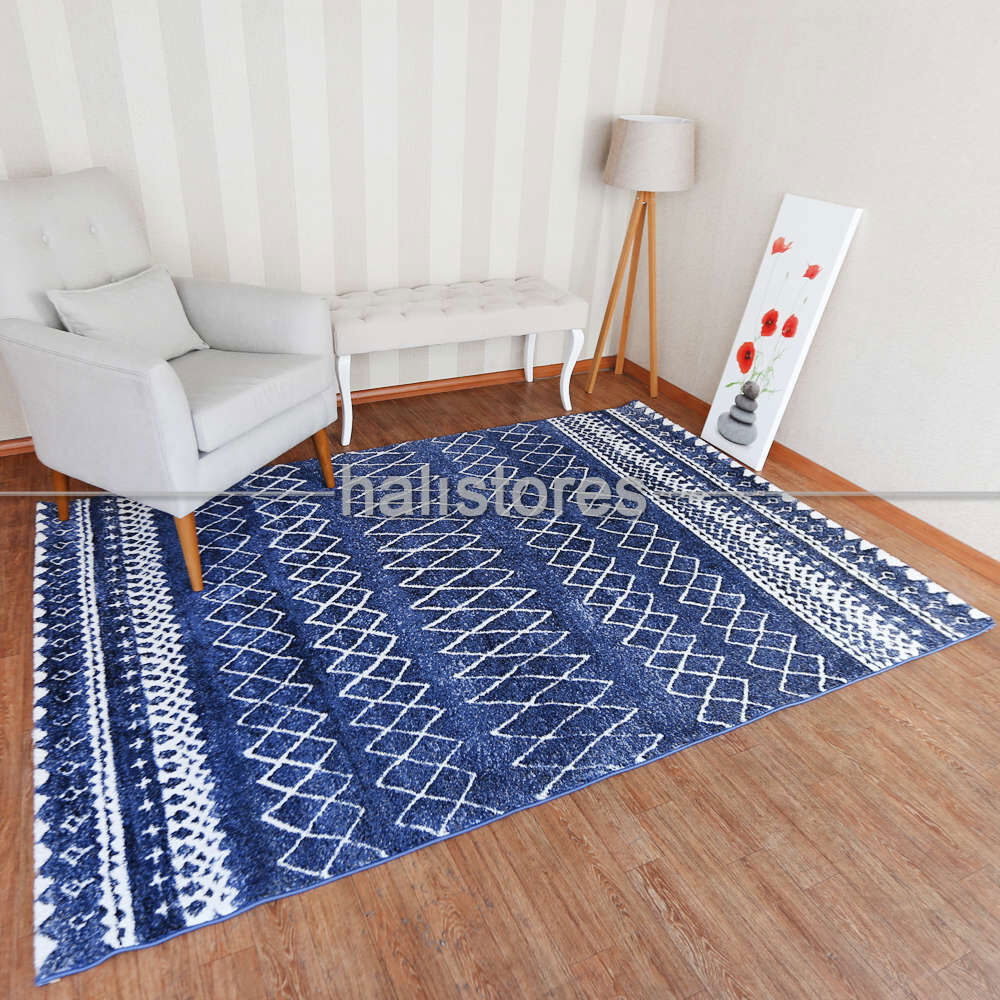 etnik desenli lacivert hali halistores com