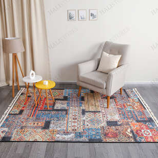 Halıstores - Etnik Motif Desenli Renkli Kilim Yolluk Halı Milas 5107