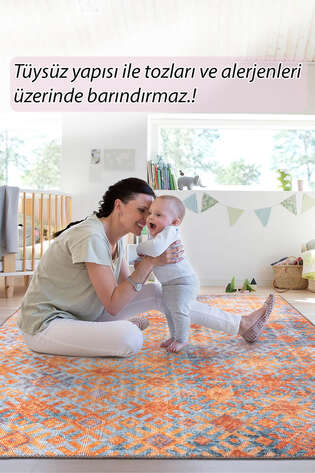 Modern Dokuma Taban Dekoratif Turuncu Halı (AL 06)
