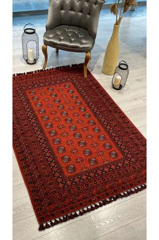 Halıstores Afgan Desenli Bordo Kilim Halı HS 03