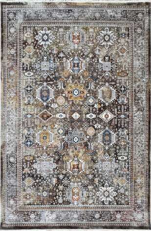 Halıstores Etnik Desenli Halı Alaturka 1490 Kahve Gri