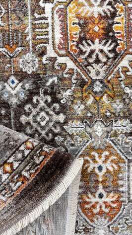 Halıstores Etnik Desenli Halı Alaturka 1490 Kahve Gri