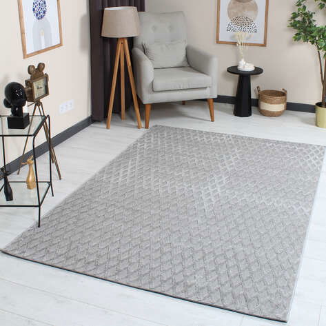 Halıstores Gri Modern Desenli Dekoratif Makine Halısı (1)