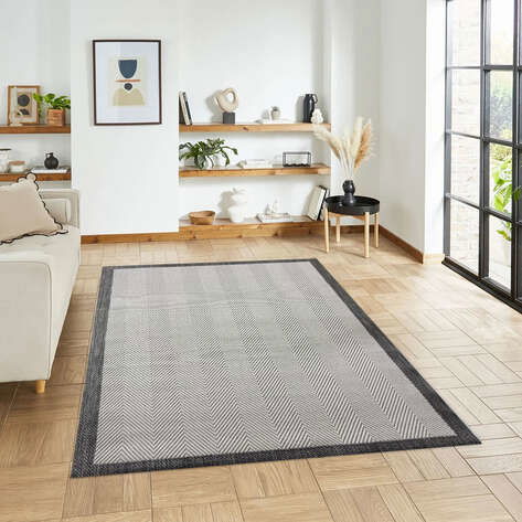 Halıstores - Halıstores Jüt Sisal Comfort 1504 Beyaz Makinede Yıkanabilir Hav ve Toz Vermeyen İç ve Dış Mekan Bordürlü Halı