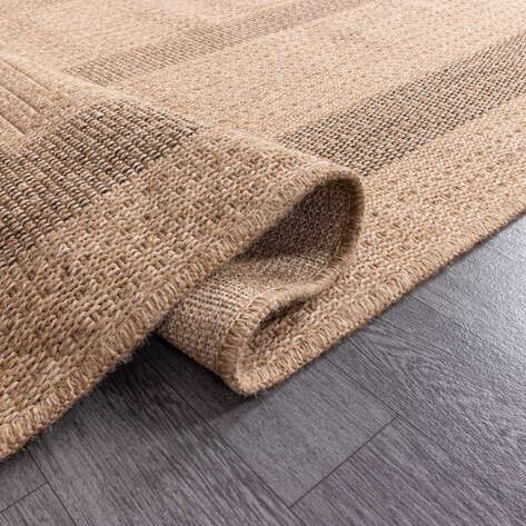 Halıstores Jüt Sisal Hasır Kilim Halı Naturel Siyah 8866A
