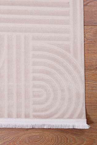 Halıstores Modern Geometrik Desenli Grande 4666 Bej Özel Ölçü Makine Halısı
