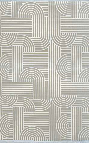 Halıstores Modern Geometrik Desenli Grande 4666 Bej Özel Ölçü Makine Halısı