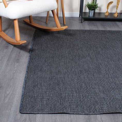 Halıstores Özel Ölçü Gabardin GB 1 Modern Kabartma Desenli Dekoratif Antrasit Makine Halısı