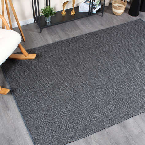 Halıstores Özel Ölçü Gabardin GB 1 Modern Kabartma Desenli Dekoratif Antrasit Makine Halısı