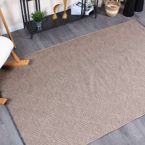 Halıstores Özel Ölçü Gabardin GB 2 Modern Kabartma Desenli Dekoratif Kahverengi Makine Halısı