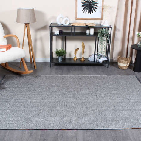 Halıstores Özel Ölçü Gabardin GB 3 Modern Kabartma Desenli Dekoratif Gri Makine Halısı