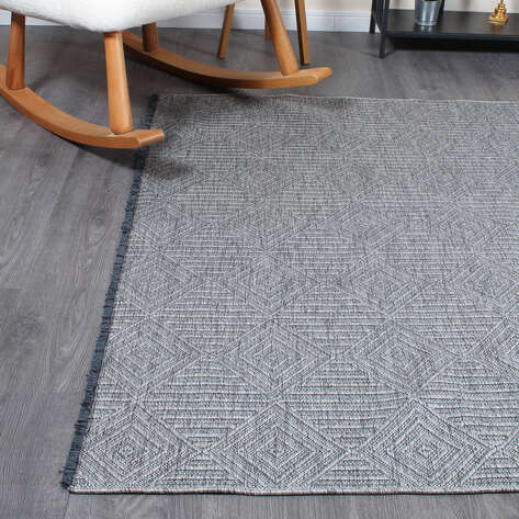 Halıstores Özel Ölçü Gabardin GB 3 Modern Kabartma Desenli Dekoratif Gri Makine Halısı