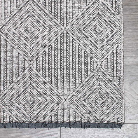 Halıstores Özel Ölçü Gabardin GB 3 Modern Kabartma Desenli Dekoratif Gri Makine Halısı