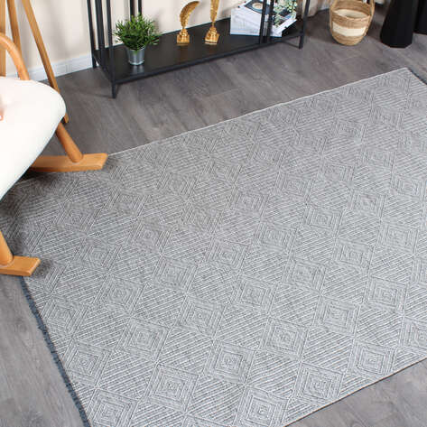 Halıstores Özel Ölçü Gabardin GB 3 Modern Kabartma Desenli Dekoratif Gri Makine Halısı