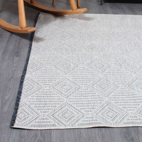 Halıstores Özel Ölçü Gabardin GB 4 Modern Kabartma Desenli Dekoratif Bej Makine Halısı